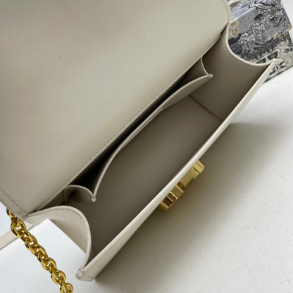 Dior 30 Montaigne East-West Bag with Chain "Latte Calfskin"