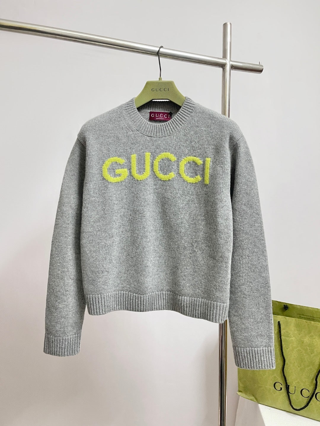 Gucci Wool Top with Gucci Intarsia "Grey"