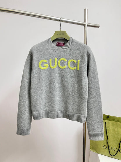 Gucci Wool Top with Gucci Intarsia "Grey"