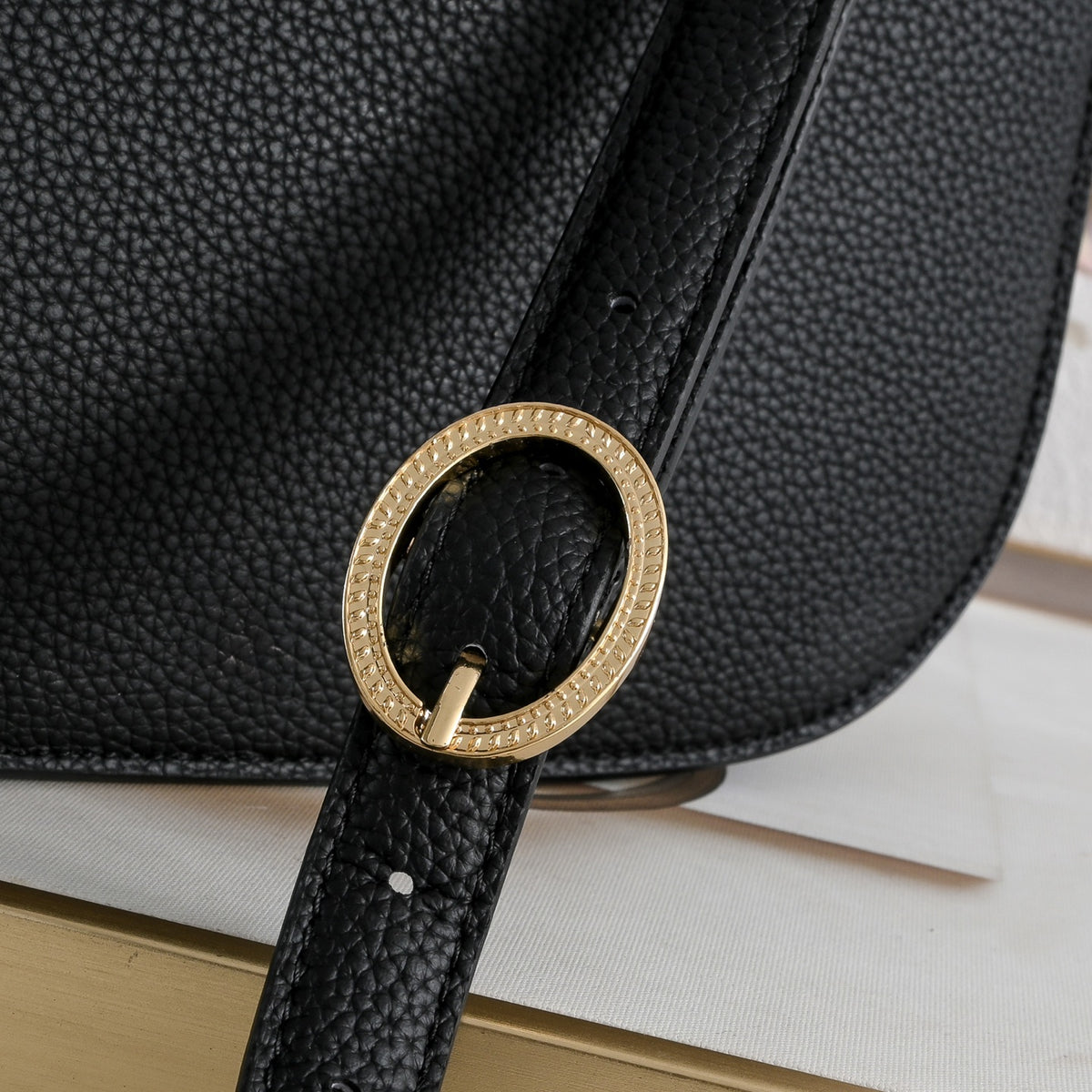 Dior Medium Dior Médaillon Flap Bag "Black Grained Calfskin"