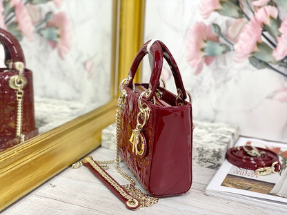 Dior Mini Lady Dior Bag "Cherry Red Patent Cannage Calfskin"