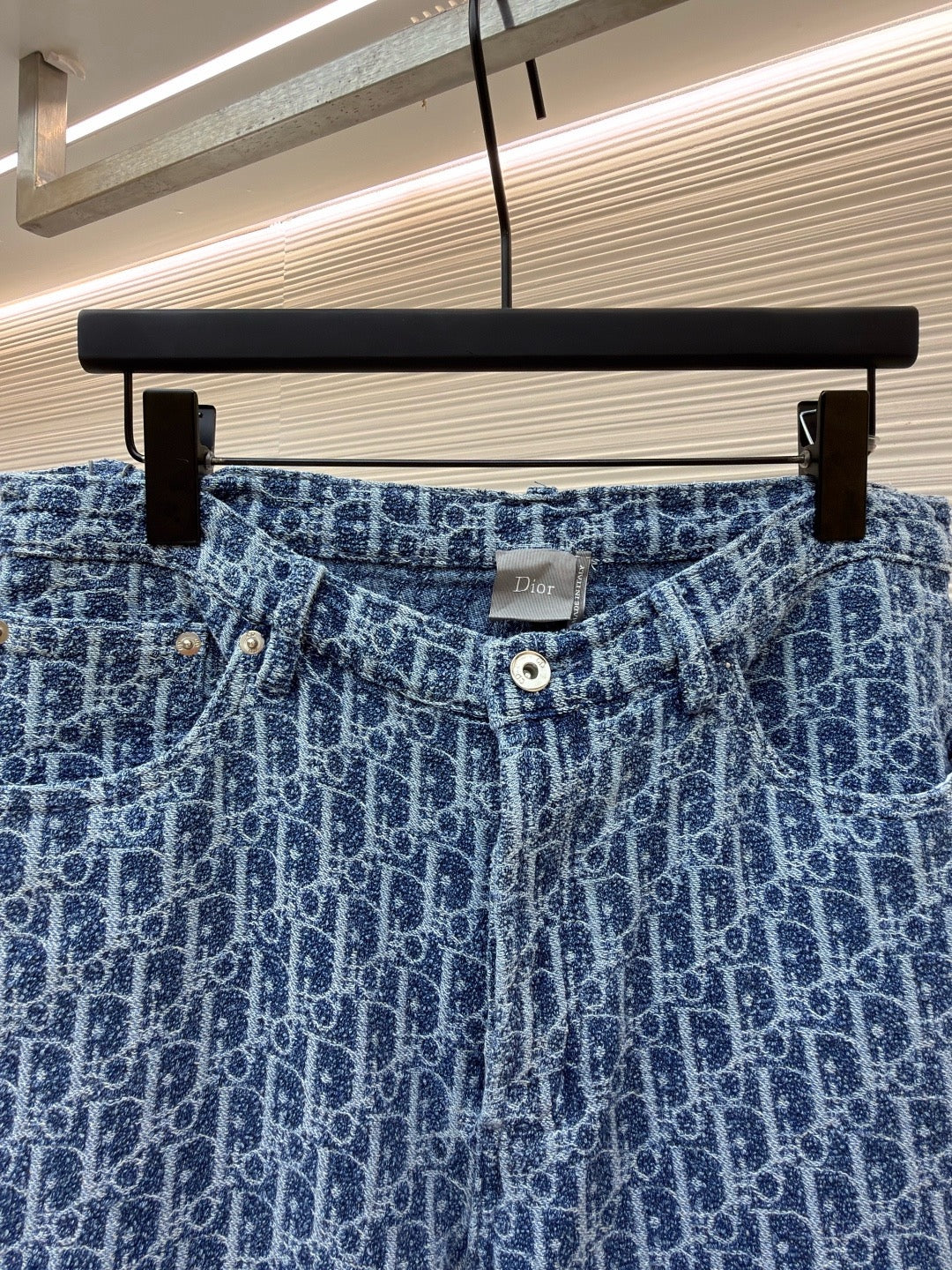 Dior Oblique Shorts "Blue Spongy Cotton-Blend Twill"