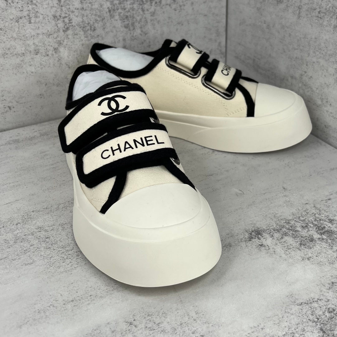 Chanel Double Strap "Beige-Black"