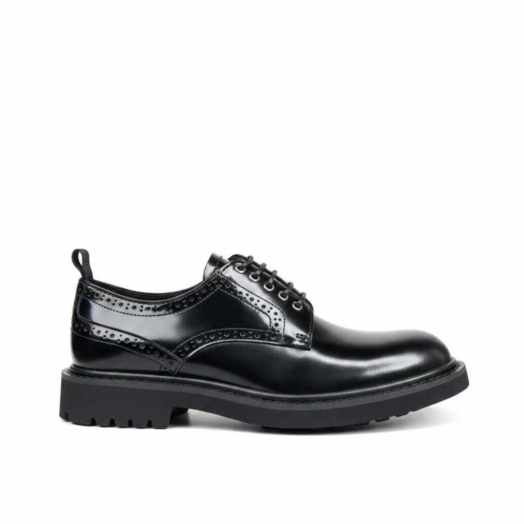 Dior Leather Derby Perforated Shoes "Black"