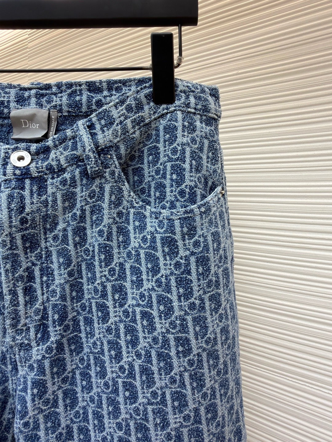 Dior Oblique Shorts "Blue Spongy Cotton-Blend Twill"