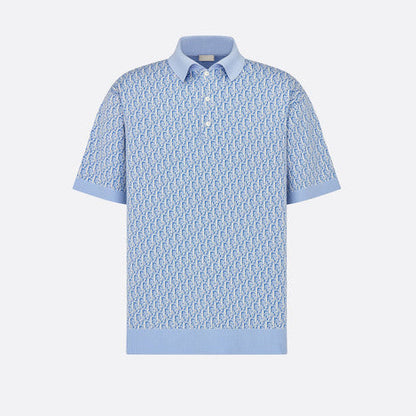 Dior Oblique Polo Shirt "Blue and White Cotton Jacquard"
