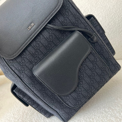 Dior Oblique Jacquard Saddle Backpack with Flap