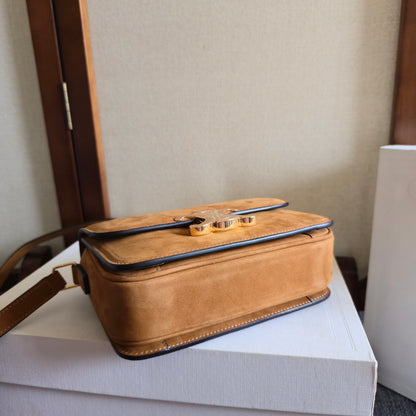 Celine Teen Triomphe Bag in Nubuck Calfskin "Camel"