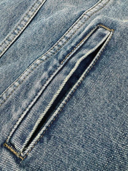 Prada Leather-Trimmed Denim Jacket