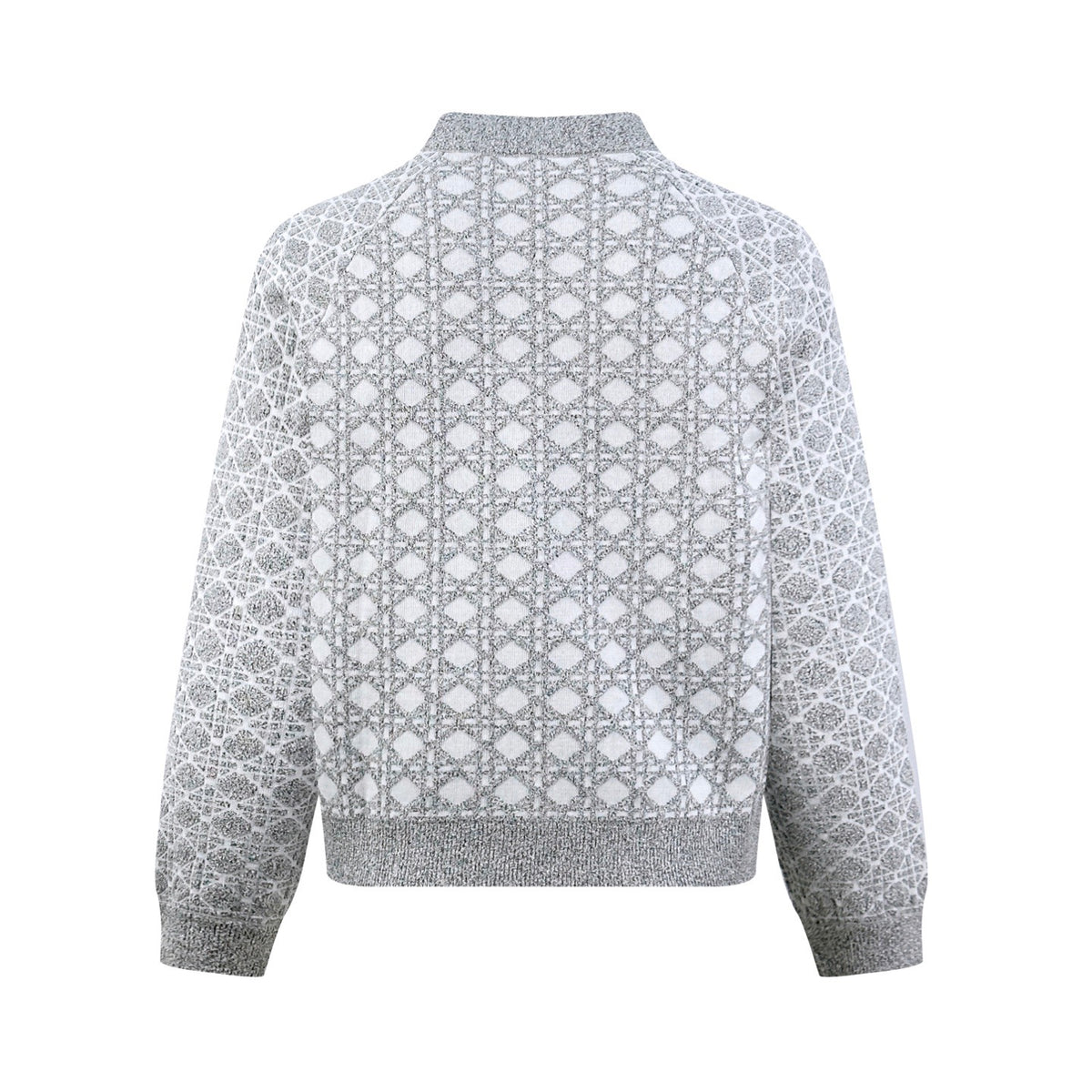 Dior Macrocannage Bomber Jacket "White and Gray Cotton-Blend Bouclé Knit"