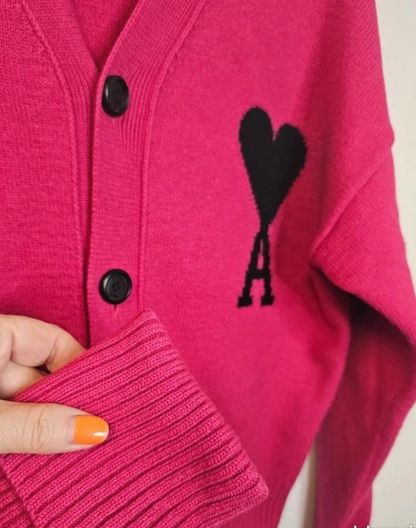 AMI Paris Ami De Coeur Cardigan "Pink"