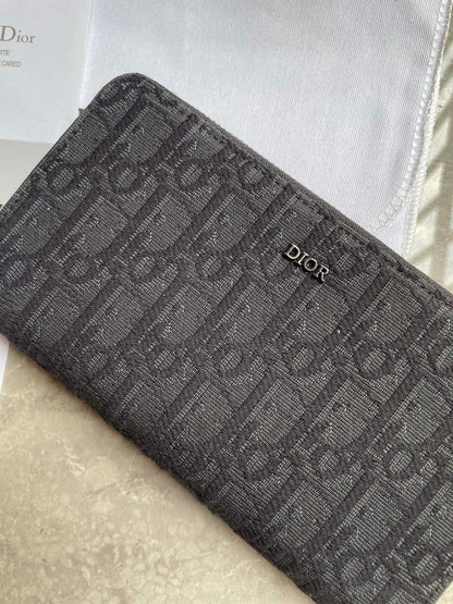 Dior Zipped Long Wallet "Black Dior Oblique Jacquard"