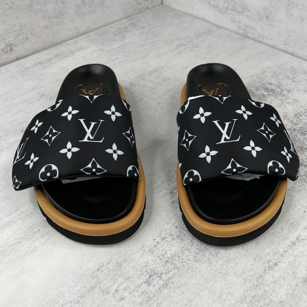 Louis Vuitton Slides "Black-White-Brown"