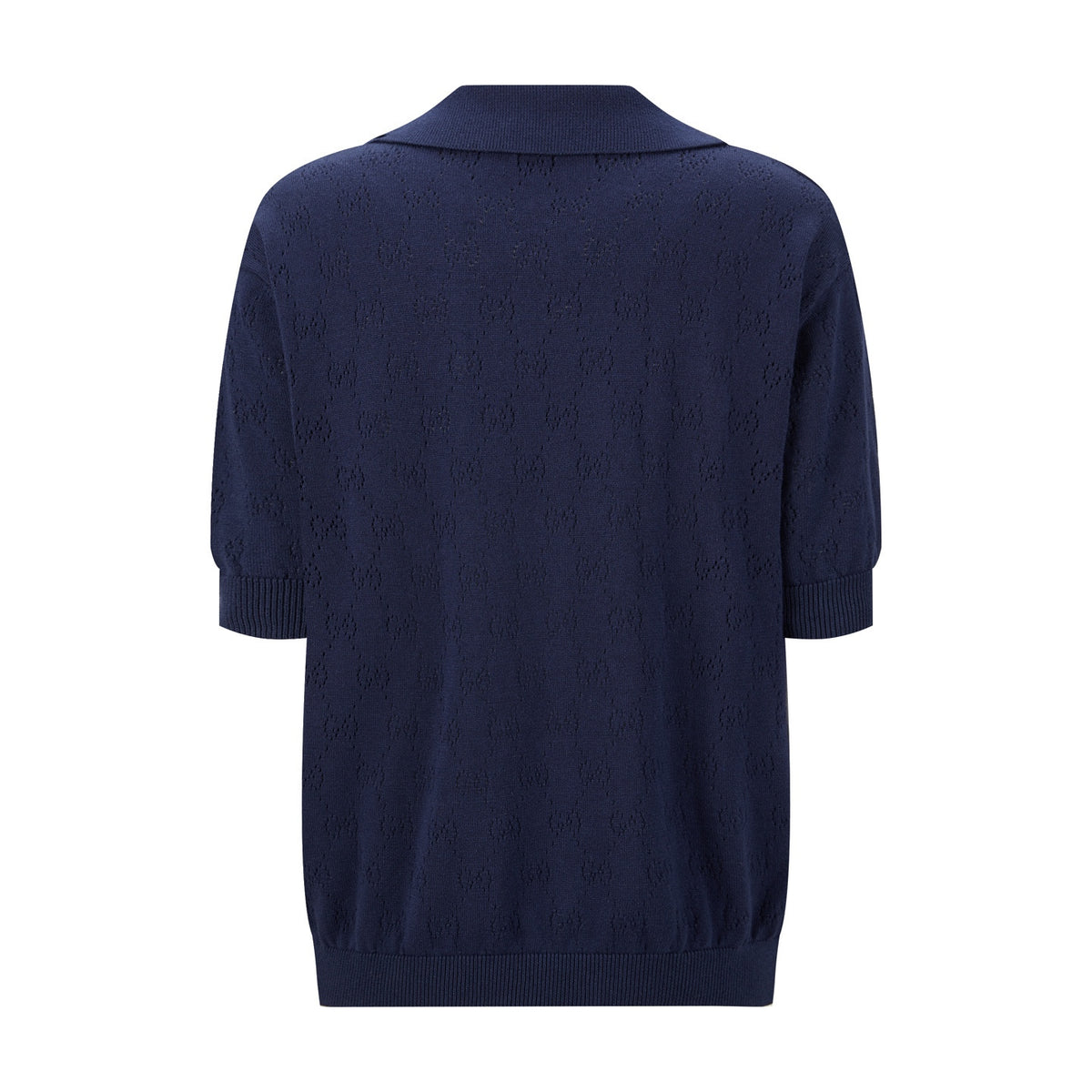 Gucci GG Pointelle Cotton Silk Polo Shirt "Blue"