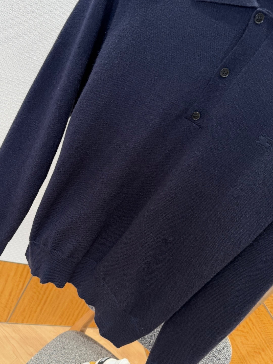 Burberry Long-sleeve Cashmere Blend Polo Shirt "Navy Blue"