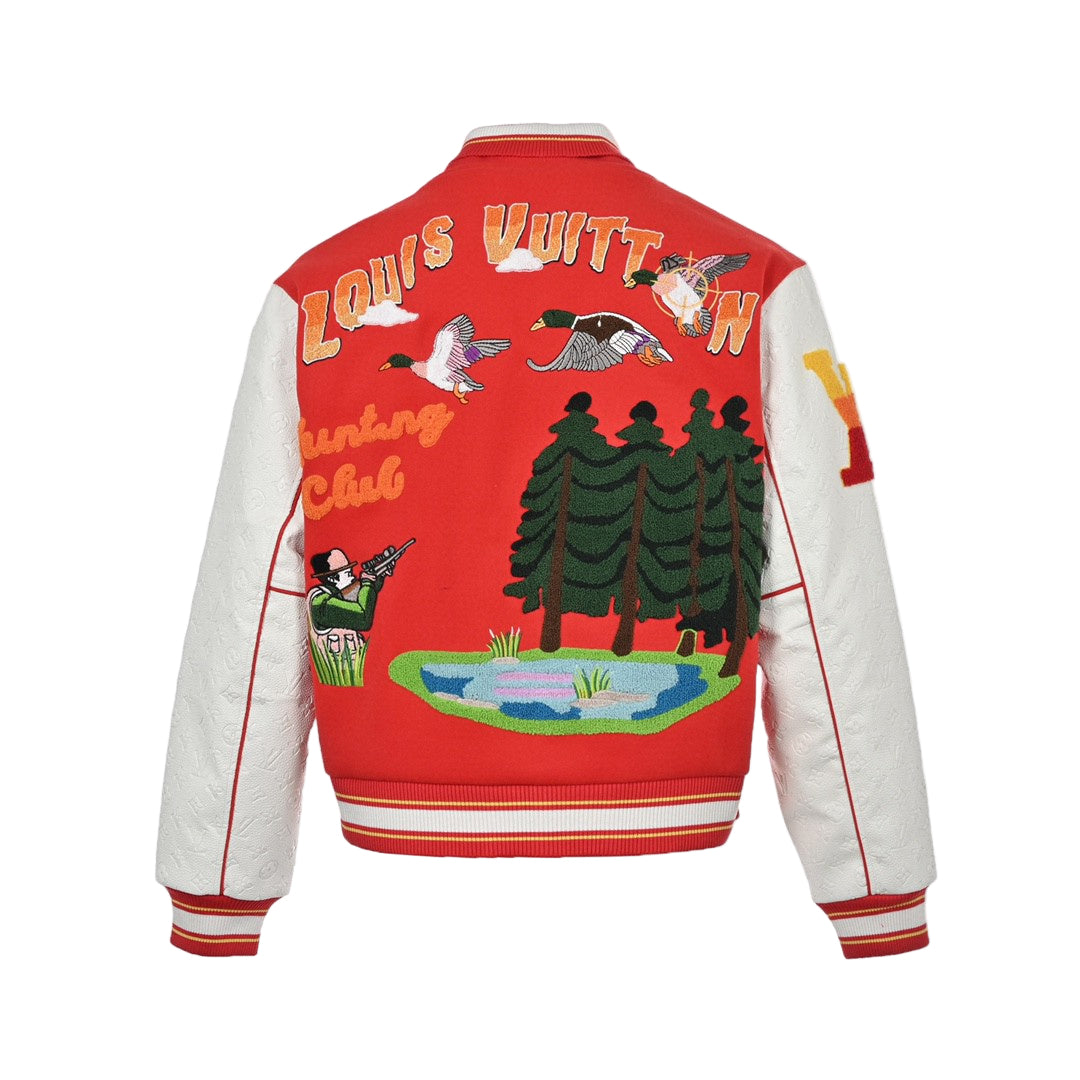 Louis Vuitton Hunting Club Varsity Bomber Jacket "Red-White"
