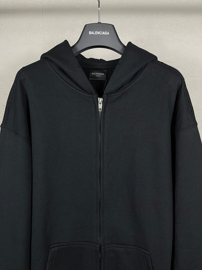 Balenicaga Back Paint Logo Zip-up Hoodie "Black"