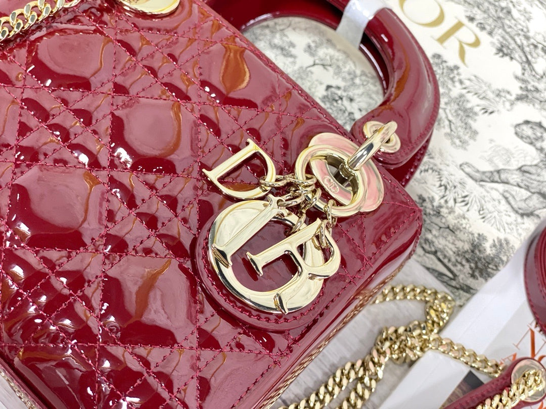 Dior Mini Lady Dior Bag "Cherry Red Patent Cannage Calfskin"