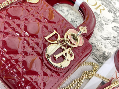 Dior Mini Lady Dior Bag "Cherry Red Patent Cannage Calfskin"