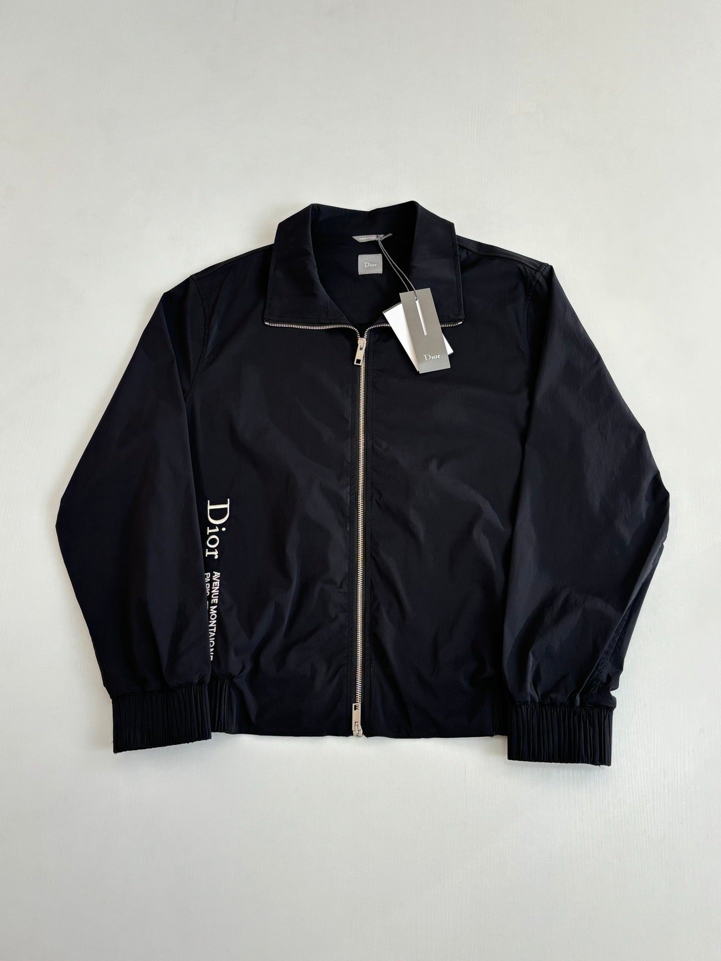 Dior Zipped Shirt with Dior Montaigne Embroidery "Black Technical Fabric"