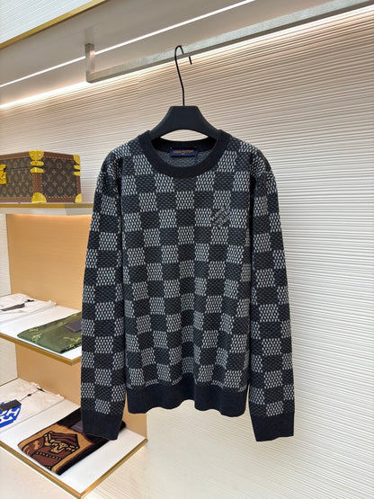 Louis Vuitton Damier Wool Crewneck Sweater "Washed Black"