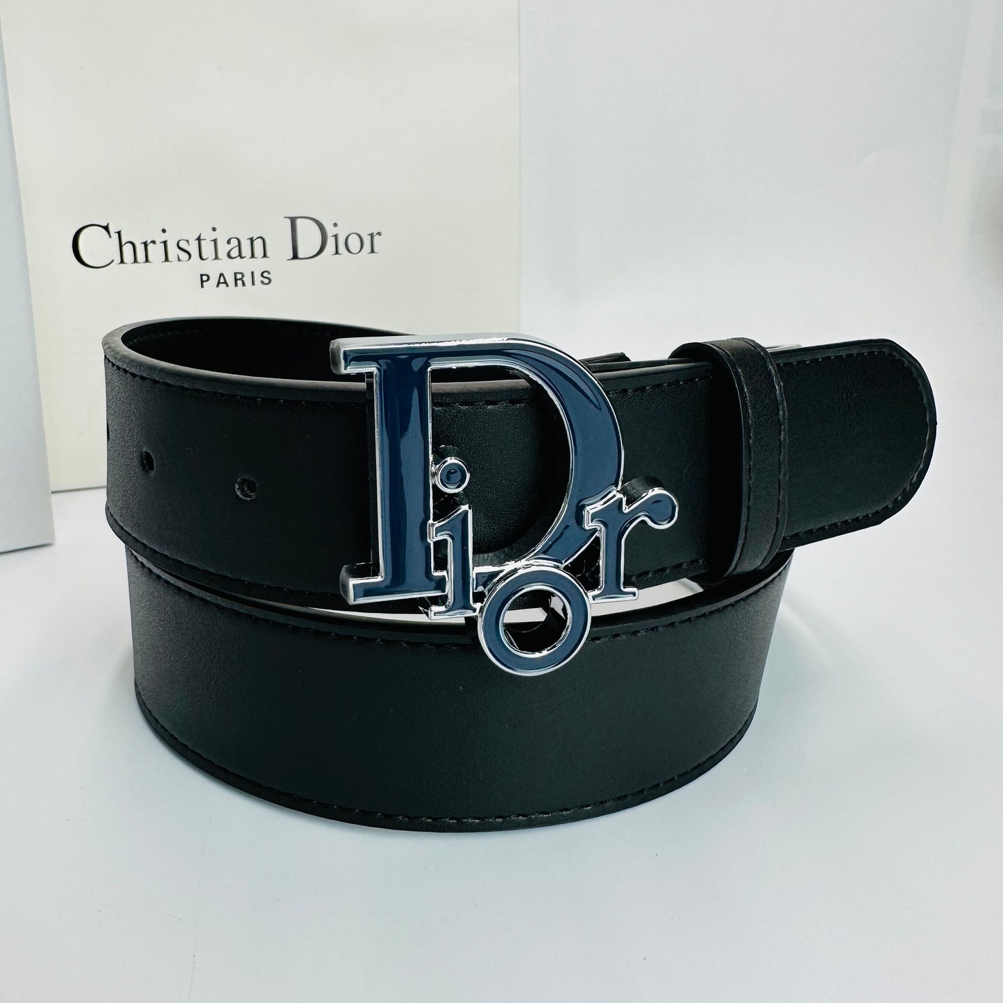 Dior Leather Belt "Black-Blue"