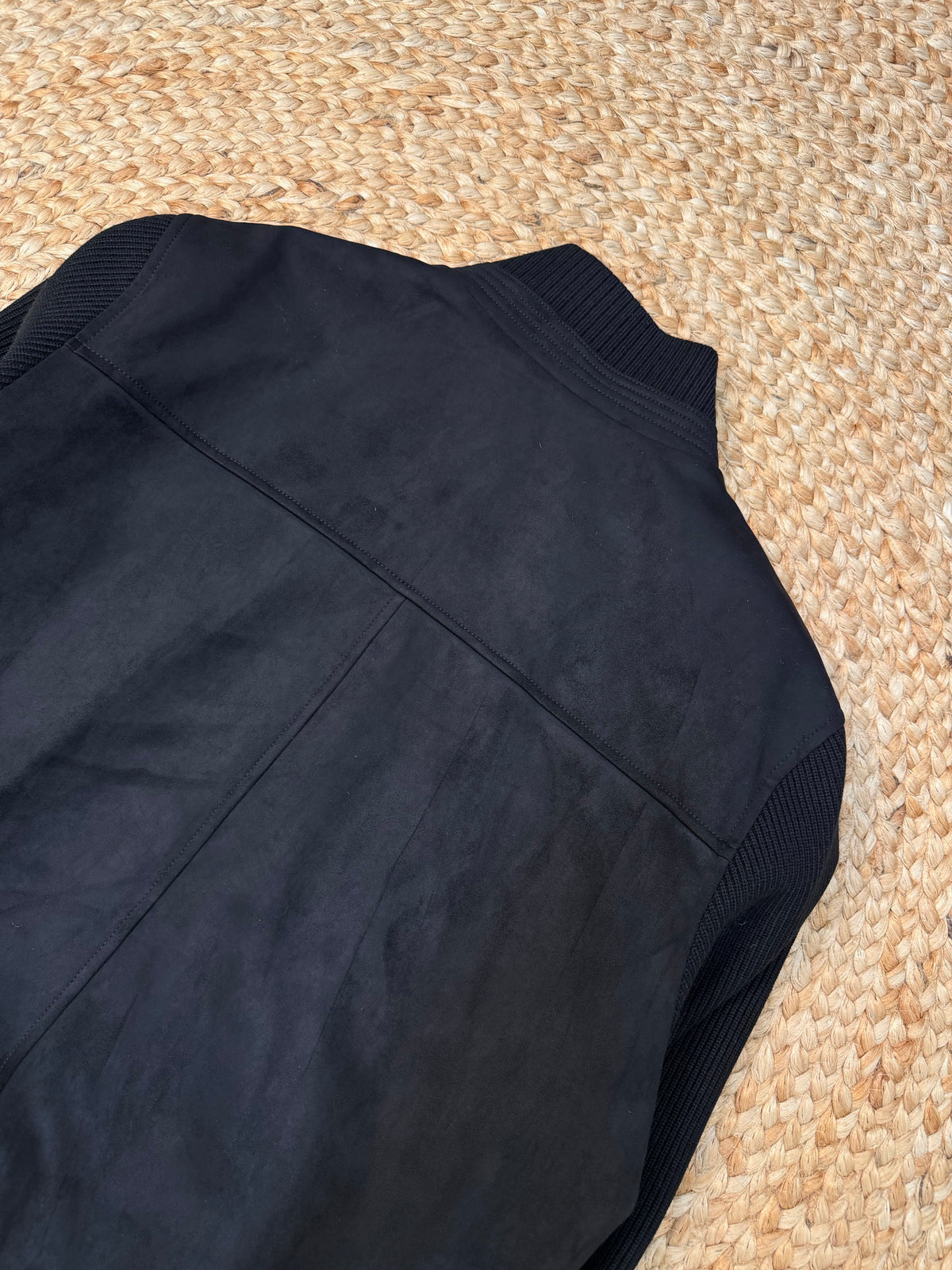 Brunello Cucinelli Suede and Wool Knit Bomber Jacket "Black"