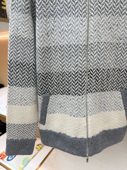 Thom Browne Donegal and Cushendale Herringbone Jacquard Bomber Jacket "Tonal Grey"