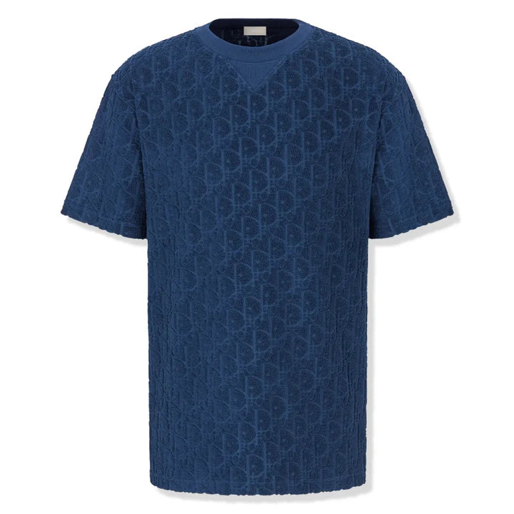 Dior Oblique T-Shirt "Navy Blue Terry Cotton Jacquard"