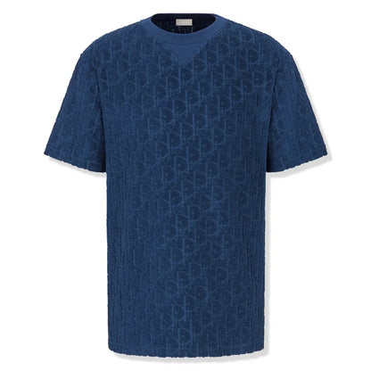 Dior Oblique T-Shirt "Navy Blue Terry Cotton Jacquard"
