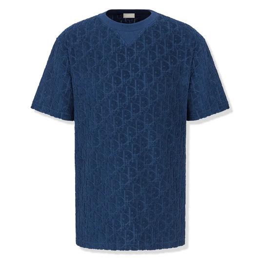 Dior Oblique T-Shirt "Navy Blue Terry Cotton Jacquard"