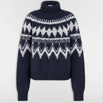 Dior DiorAlps Turtleneck Sweater "Navy Blue and White Alpaca, Wool and Cotton Knit"