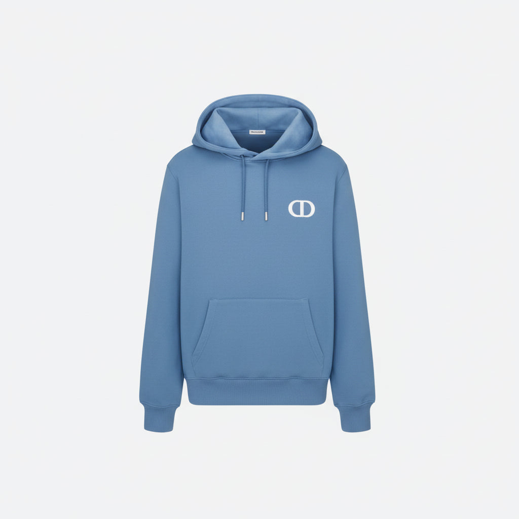 Dior CD Icon Hooded Sweatshirt "Sky Blue Cotton Fleece"