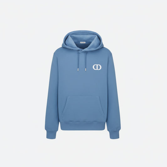 Dior CD Icon Hooded Sweatshirt "Sky Blue Cotton Fleece"
