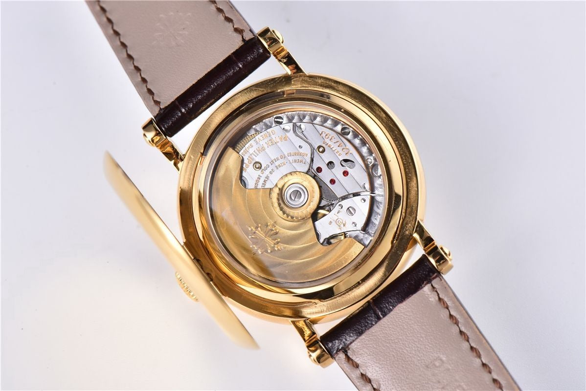 Patek Philippe Calatrava 38mm Gold Brown Leather White Dial