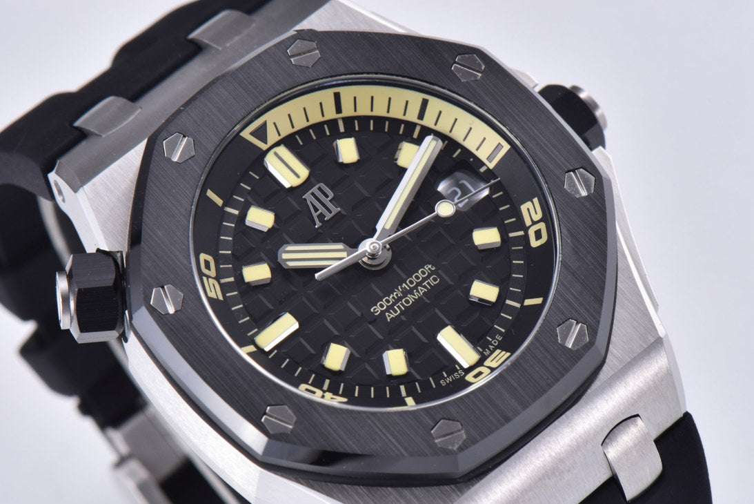Audemars Piguet Royal Oak Offshore Diver 42mm Black Strap Black Dial