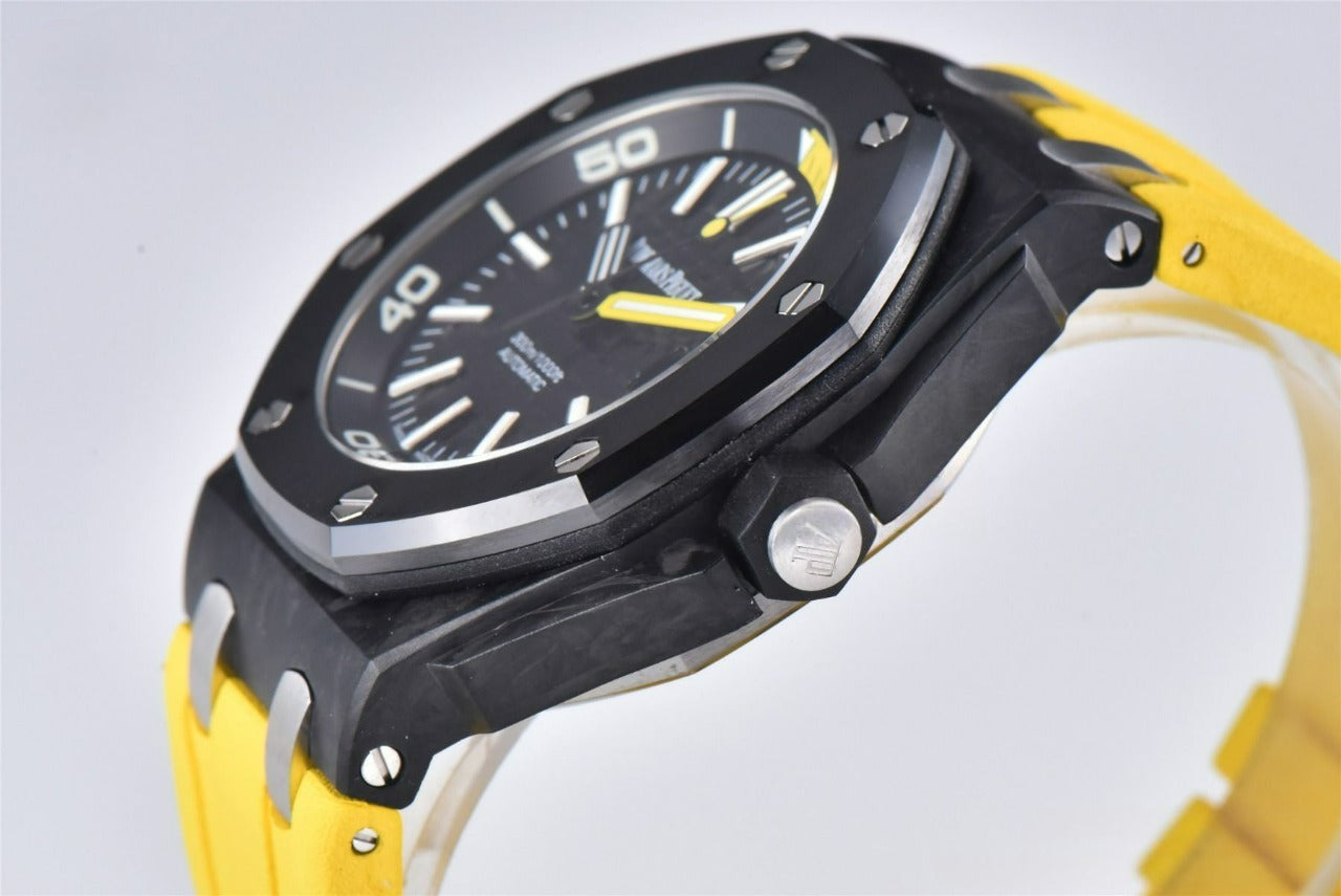 Audemars Piguet Royal Oak Offshore Diver 42mm Yellow Strap Black Dial Forged Carbon