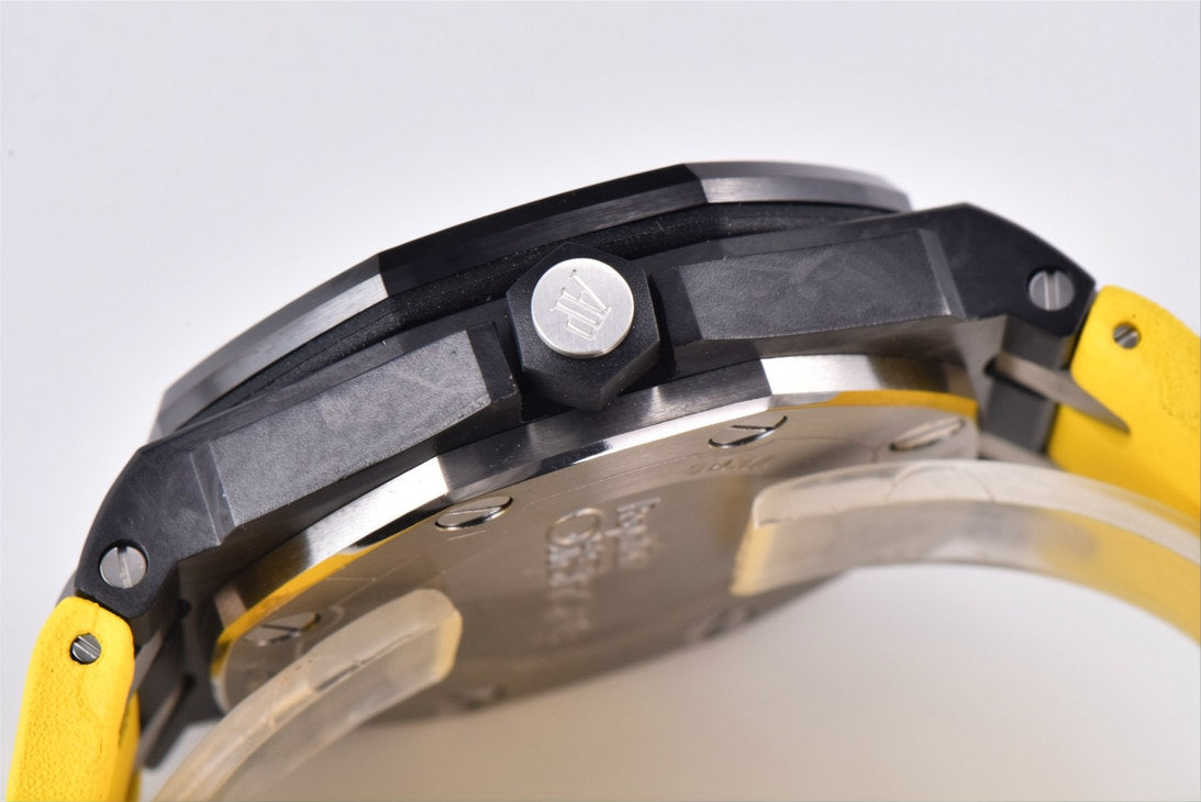 Audemars Piguet Royal Oak Offshore Diver 42mm Yellow Strap Black Dial Forged Carbon