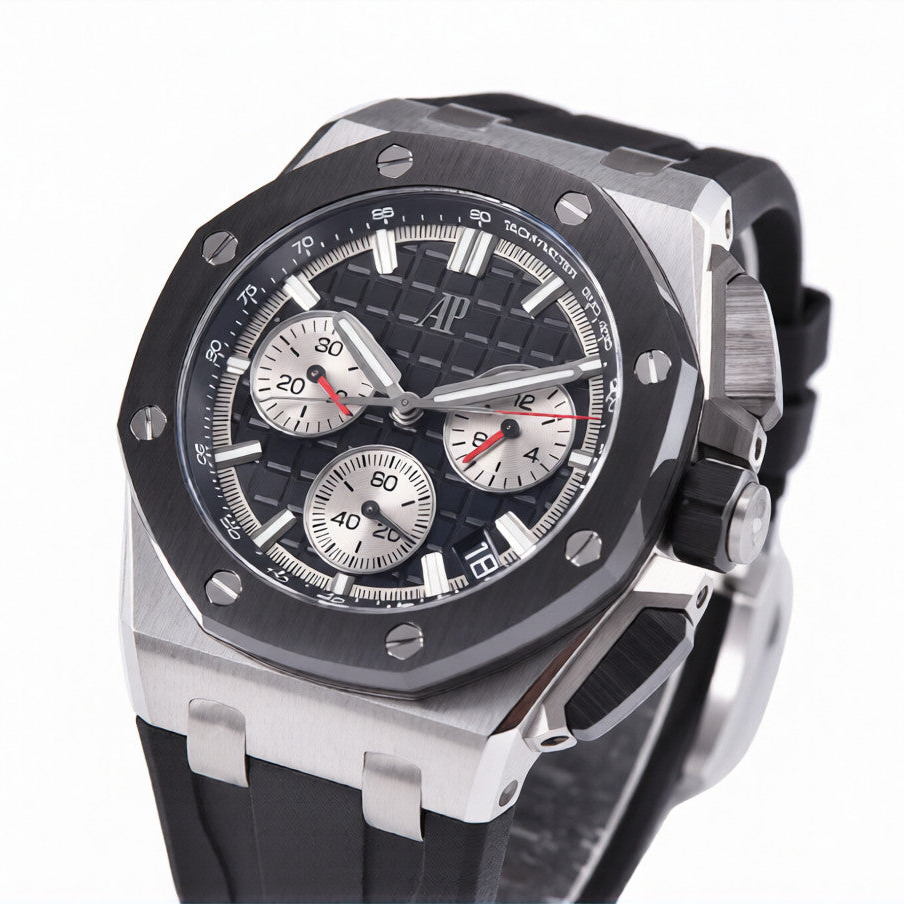Audemars Piguet Royal Oak Offshore Diver 43mm Black Strap Black-Silver Dial