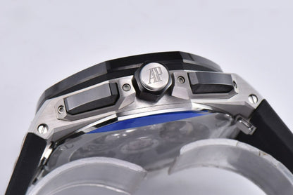 Audemars Piguet Royal Oak Offshore Diver 43mm Black Strap Black-Silver Dial