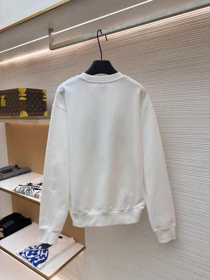 Dior Sweatshirt with Dior Clover Embroidery "White Cotton Fleece"