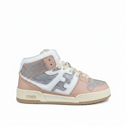Fendi Match High-Top "White-Pink" Crystals