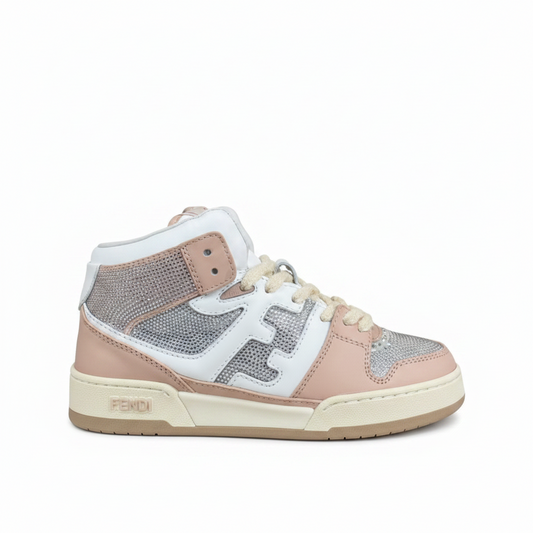 Fendi Match High-Top "White-Pink" Crystals