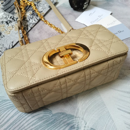 Dior Small Dior Caro Bag "Beige Supple Cannage Calfskin"