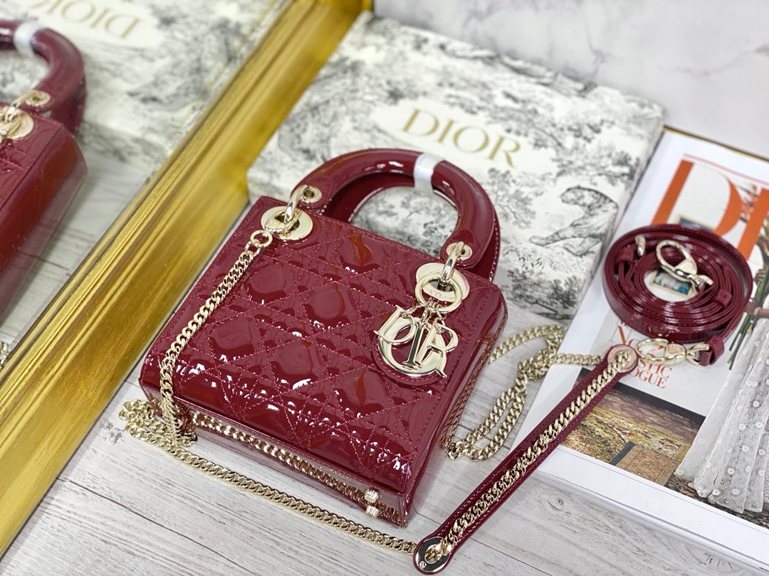 Dior Mini Lady Dior Bag "Cherry Red Patent Cannage Calfskin"