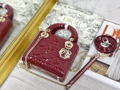 Dior Mini Lady Dior Bag "Cherry Red Patent Cannage Calfskin"