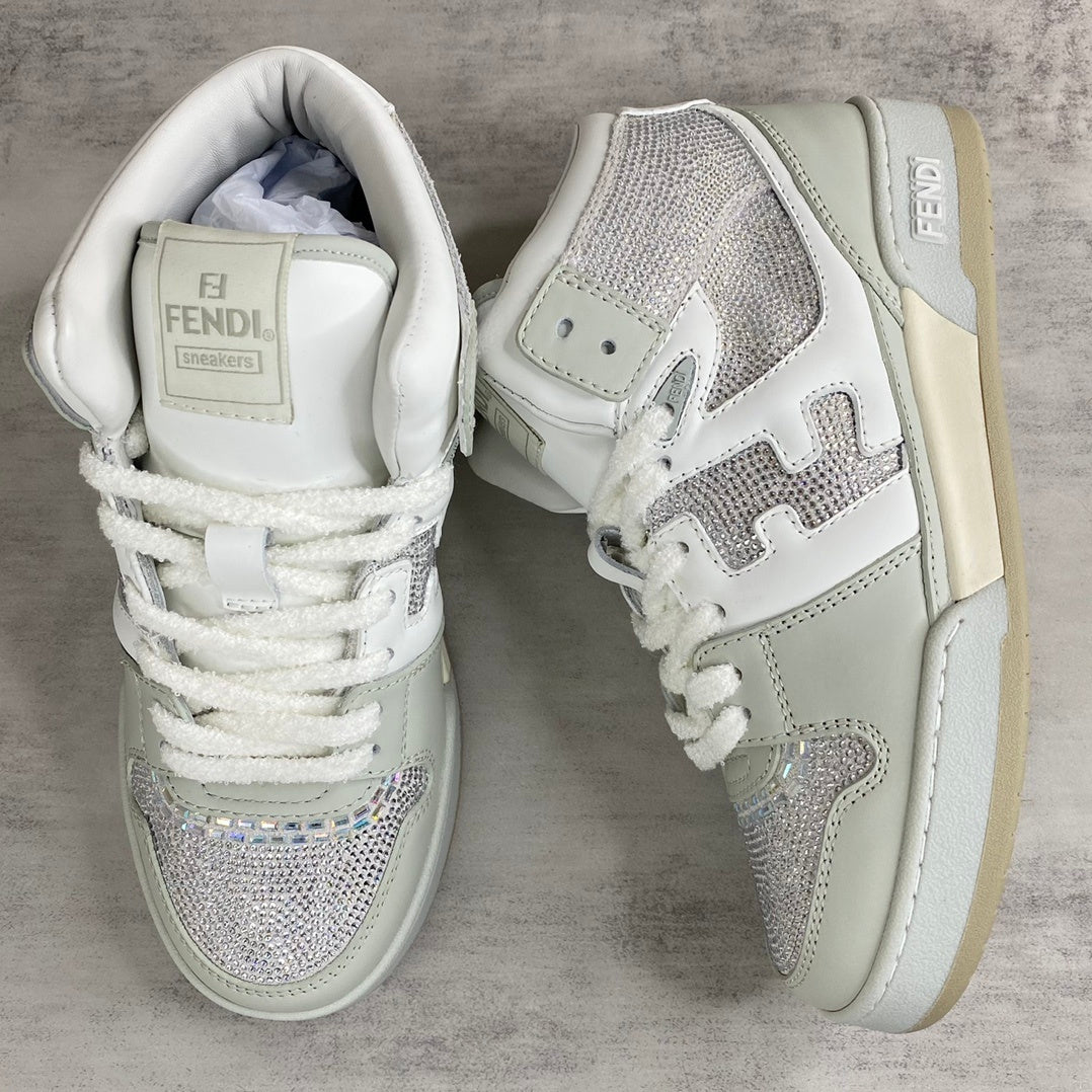 Fendi Match High-Top "White-Grey" Crystals