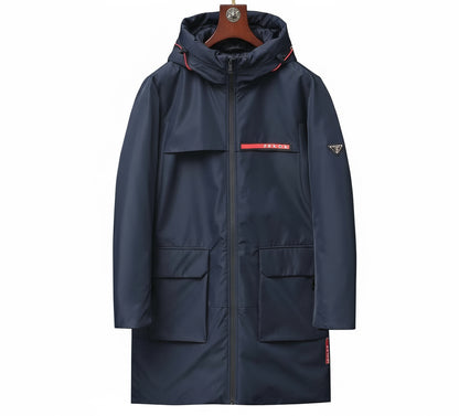 Prada Long Down Jacket "Navy Blue"