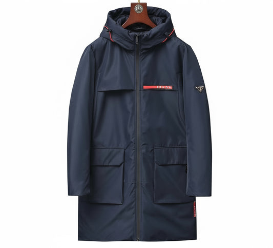 Prada Long Down Jacket "Navy Blue"