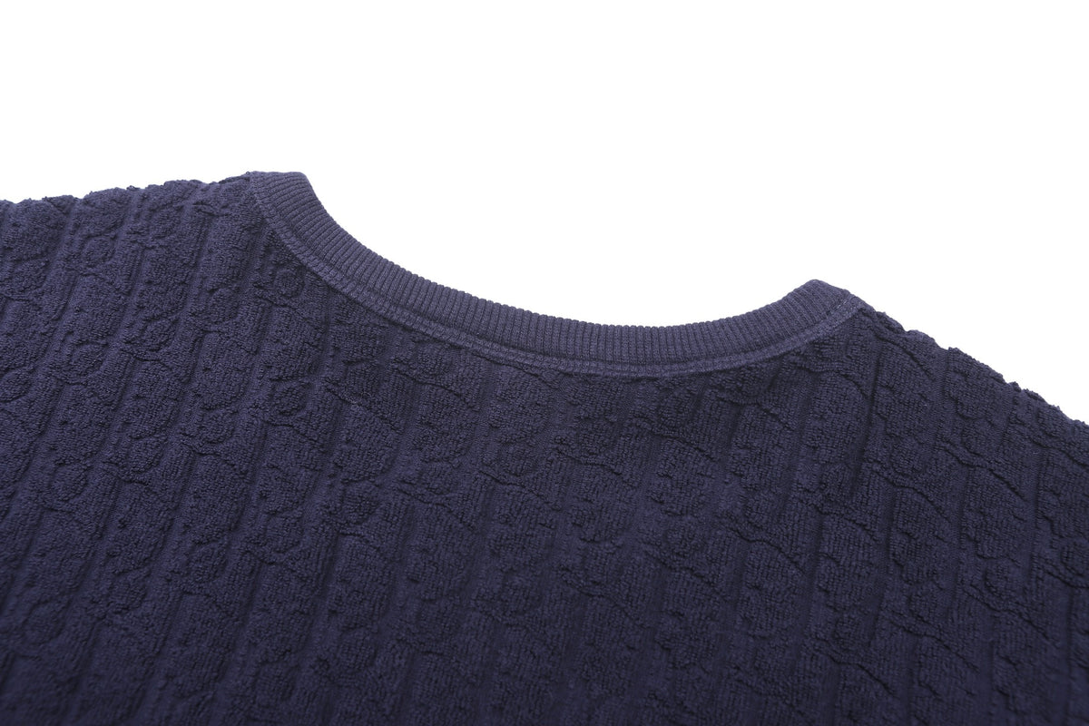 Dior Oblique T-Shirt "Navy Blue Terry Cotton"